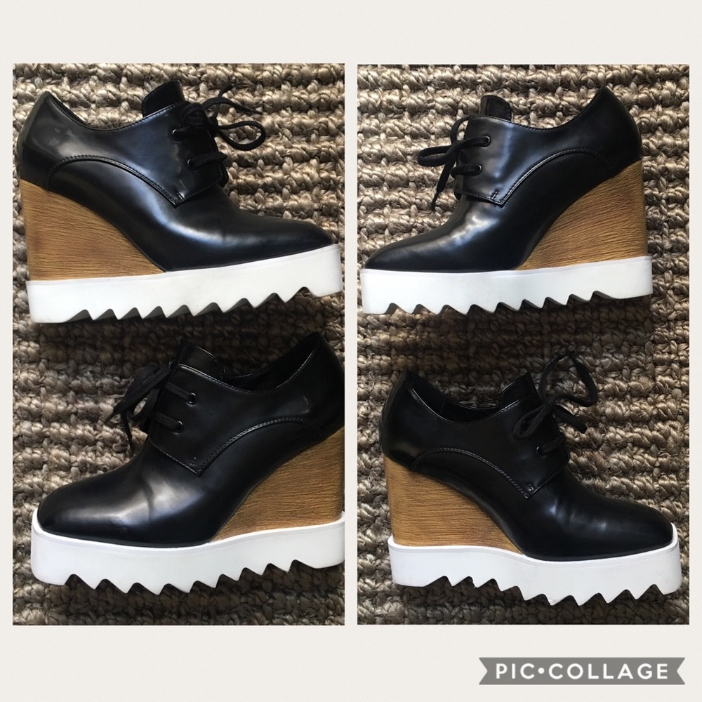 STELLA MCCARTNEY Leana Black Wedge Oxford